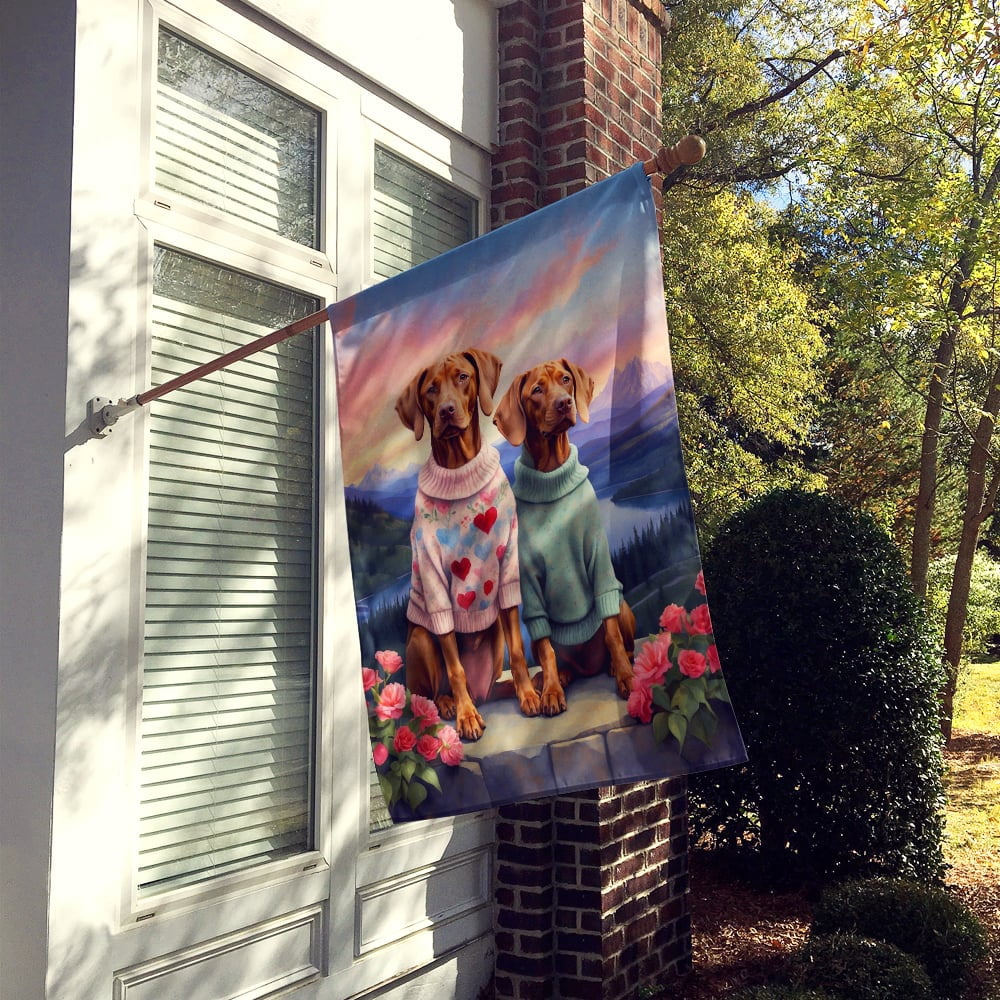 Vizsla Two Hearts House Flag 28 in x 40 in