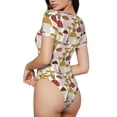 thumbnail image 3 of Fotbe Mushroom Women's Crew Neck Short Sleeves Bodysuit Tops Round Neck Slim Sleeveless Soft Comfortable Basic-XX-Large, 3 of 9