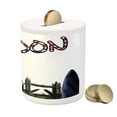 thumbnail image 3 of London Piggy Bank, Cartoon Drawing Style Famous Landmarks of London United Kingdom Big Ben Parliament, Ceramic Coin Bank Money Box for Cash Saving, 3.6" X 3.2", Multicolor, by Ambesonne, 3 of 4