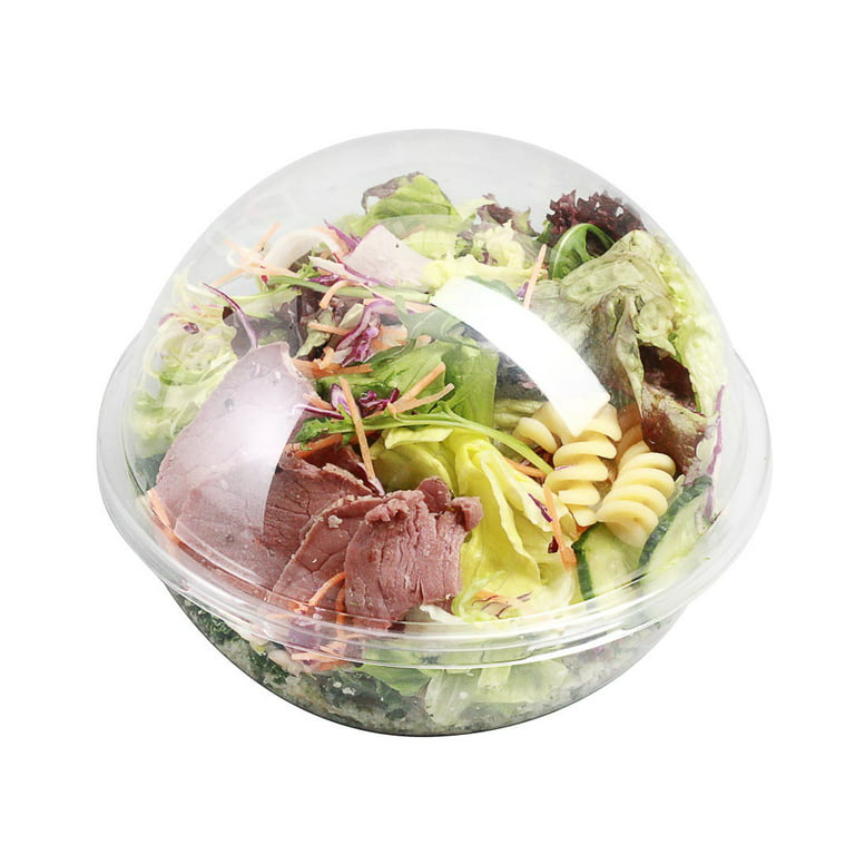 Solia ES32300 Large 33.8 oz. Kraft Salad Container with Clear Plastic Lid -  300/Case