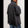 thumbnail image 4 of Chaqueta Vaquera para Mujer, Desgastada, de Larga, de Gran Tamaño, Estilo Camionero. Gris L, 4 of 9