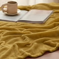 thumbnail image 3 of Cozy Comfort Mustard Yellow Fleece Blanket Queen Blanket - Lightweight Super Soft Cozy Blanket, 3 of 7