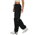 thumbnail image 5 of SAYOO Women's Cargo Jogger Pants, Mid Waist Solid Color Straight Leg Loose Street Pants, 5 of 6