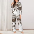 thumbnail image 2 of Honeii Woodland Forest With Deers Print Women's Pajama Sets Long Sleeve Button Down Sleepwear Nightwear Soft Pjs Lounge Sets 2PCS-, 2 of 7