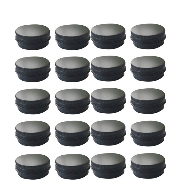 Caja de aluminio con rosca de 50 ml, 20 unidades, para guardar hojas de té, cosméticos, cremas y tarros con tapa (negro)
