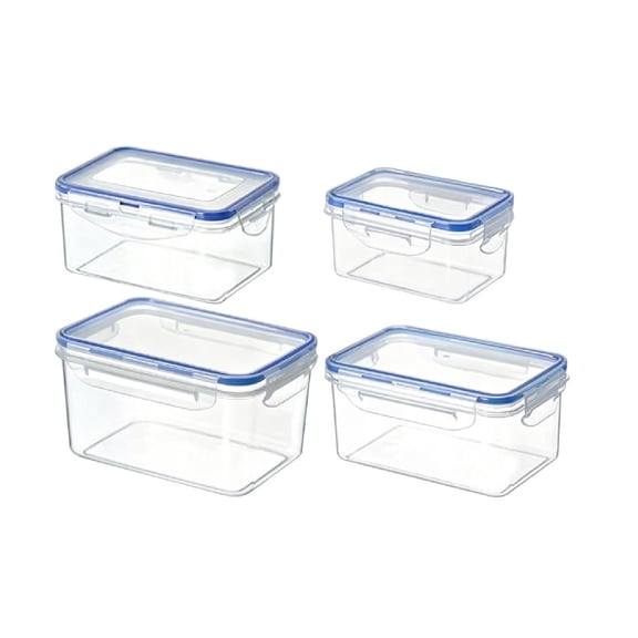 Clearance Under $9, 4 Piece Set Rectangular Food Storage Containers with Lids, Microwaveable Lunch Boxes, Leakproof Reusable Meal Prep Containers for Kitchen Organization(Transparent)