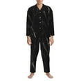 thumbnail image 4 of Kll Black Marble Sleepwear Mens Flannel Pajamas,Long Cotton Pj Set, 4 of 9