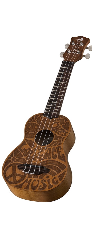 Luna Guitars Peace Love Ukulele W/Gigbag,Tuner, PP & PC, UKE PCE PACK