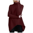 thumbnail image 2 of Lovskoo Sweaters for Women Turtleneck Winter Trendy Long Sleeve Sweater Claret, 2 of 5