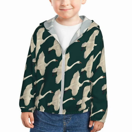 

Lukts Flying Swans Print Children s Long-Sleeved Sun Protection Clothing Hooded Sweatshirts for Boys and Girls Outdoor Sports-5 Years