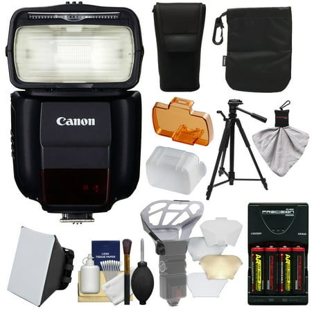 Canon Speedlite 430EX III-RT Flash with Softbox + Bounce Diffuser + Batteries/Charger + Tripod Kit for Rebel T6, T6i, T7i, T6s, EOS 77D, 80D, 7D, 6D, 5D Mark II III IV, 5Ds R