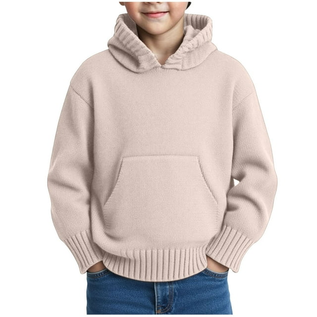 Cowsor Unisex Kids Knitted Hooded Sweater, Perfect for Fall Winter School & Playdates (6M-7Y Sizes)