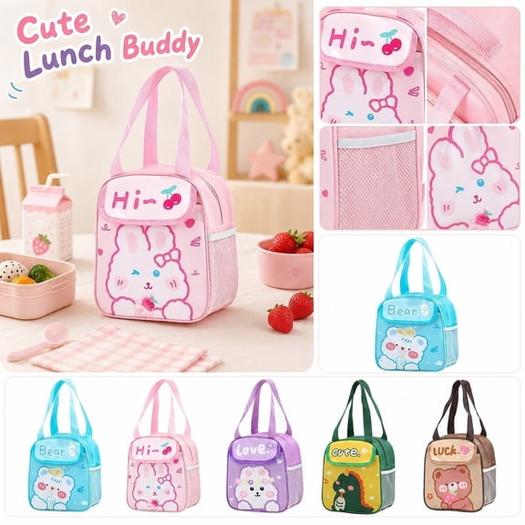 Clearance! Lunch Bag Cartoon Flip Top - Insulated Handheld Thermal Tote with Handle, Great Lunch Box Bag and Storage Bag for School and Outdoor,Blue