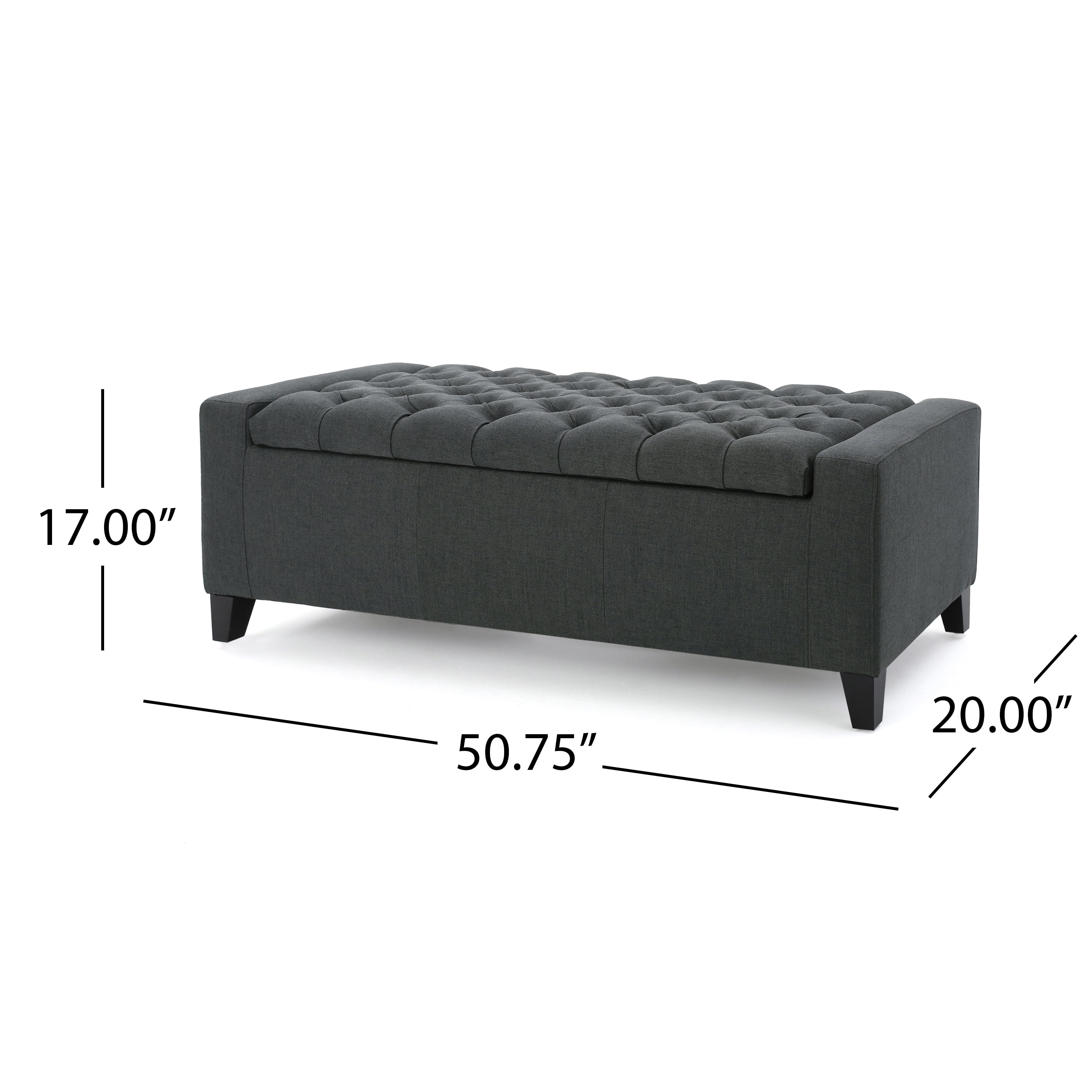 Noble House Hannah Dark Grey Fabric Storage Ottoman