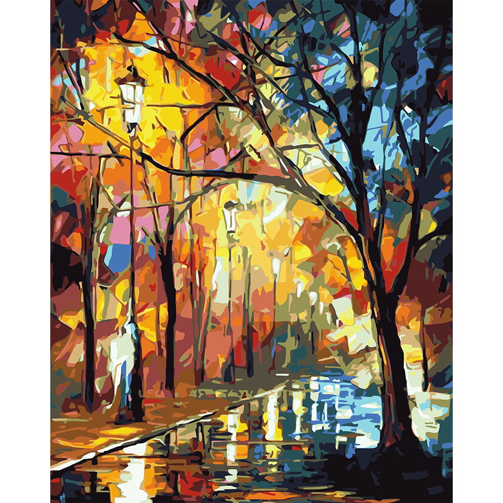 Night Landscape Drawing Canvas Picture Acrylic Oil DIY Paint Set by Numbers Kits