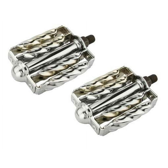 Double Square Twisted Pedals 1/2" Chrome. Bike pedals, bicycle pedal, for lowrider , beach cruiser, chopper, limo, stretch bike