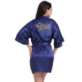 thumbnail image 5 of LYMAYTER Women Satin Kimono Bathrobe Bride Bridesmaid Robes with Gold Glitter or Rhinestones S-2XL, 5 of 7