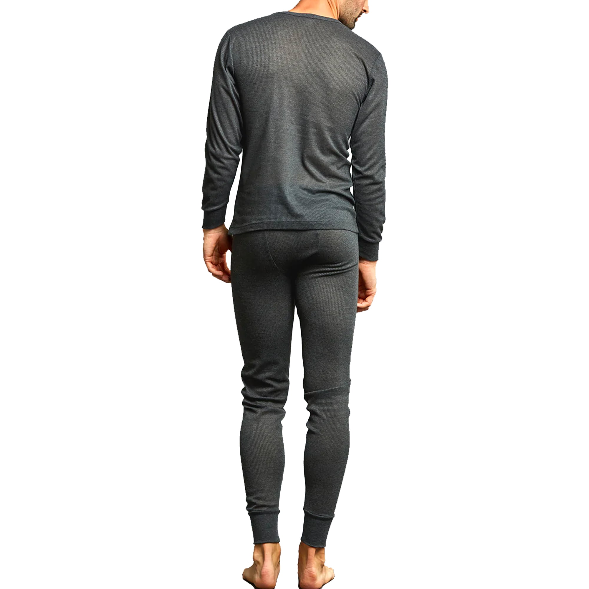 Long John Thermal Set Underwear for Men, Black Waffle Knit Pajamas (XL -  Zodaca