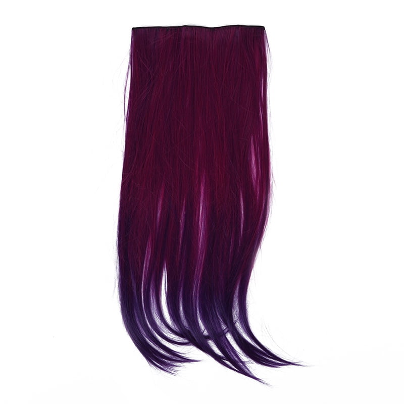 Clip In Straight Blue Purple Hair Extension Synthetic Fiber Hairpiece