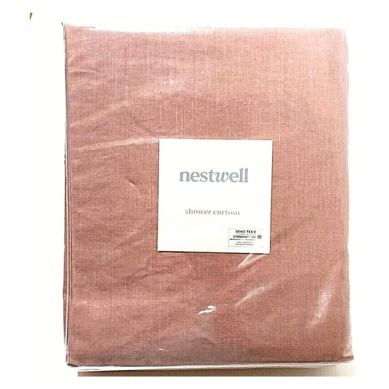 NESTWELL Longer Fabric Shower Curtain Hemp Blend Solid Shadow Gray (72" W √ó 98" L)