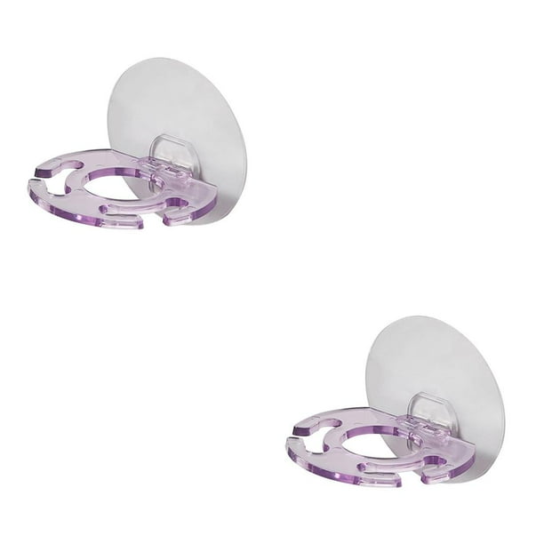 Monstrate Soporte de plástico para cepillos de Montaje en pared Estante impermeable autoadhesivo sin perforaciones Estante interior Púrpura transparente 2piezas