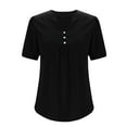 thumbnail image 5 of Summer Tops For Women Sevevn Women's Casual Solid Color V-Neck Short Sleeve Blouse, 5 of 7