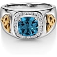 thumbnail image 2 of Divine Creation 2.50 Ct Cushion Cut London Blue Topaz Christmas Thanksgiving Engagement Wedding Pinky Band Ring 14K White Gold Plated 925 Sterling Silver For Men's -7, 2 of 3