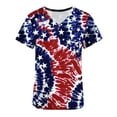 thumbnail image 4 of Wycnly Shirts for Women Short Sleeve V-Neck US Flag Print Summer Basic Tops 4th July Independence Day Fashion Pocket Nurse's Shirts Uniform Tunic Blouses Red l, 4 of 5