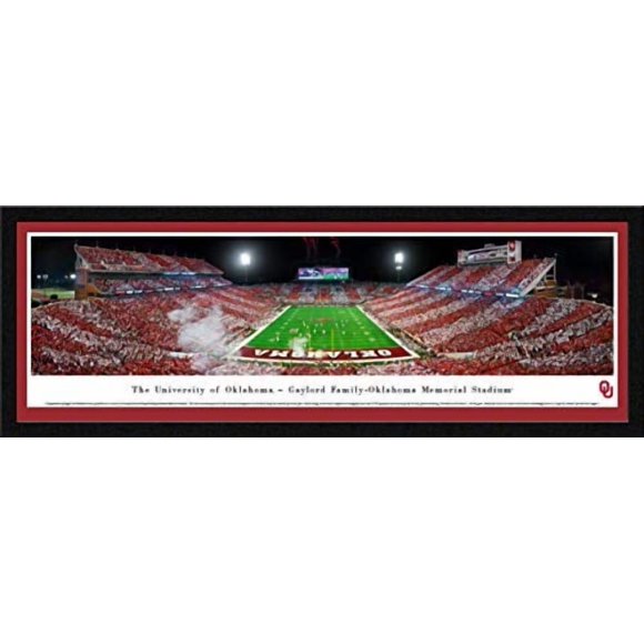 Oklahoma Football - End Zone-Stripe - Blakeway Panoramas College Sports Posters with Select Frame