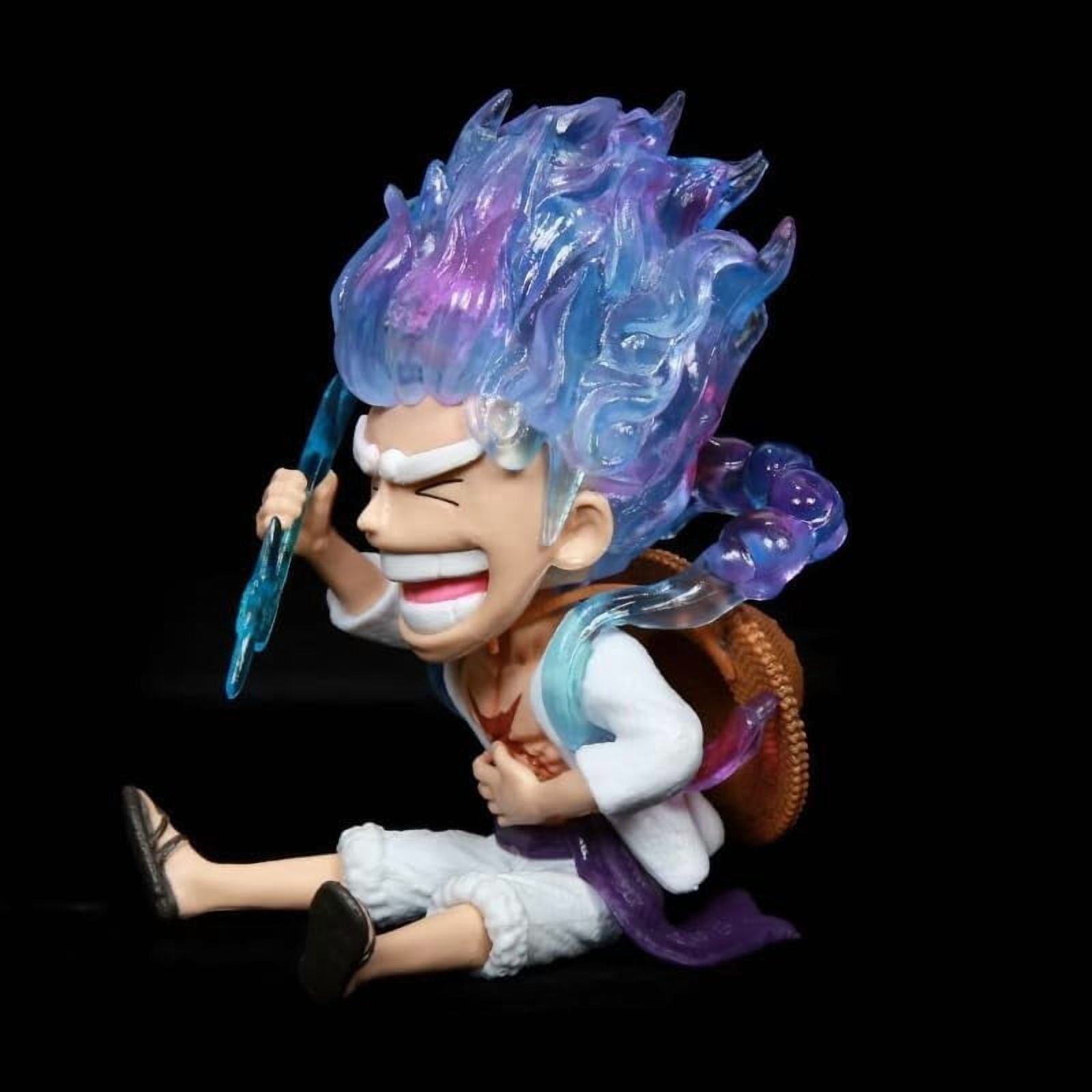 Newly Luffy Figure Q Version Sitting Nika Fifth Gear Luffy Action Figures 13cm/5.1inch PVC Character Figurine Cosplay Model Decoration Anime Gift (B)