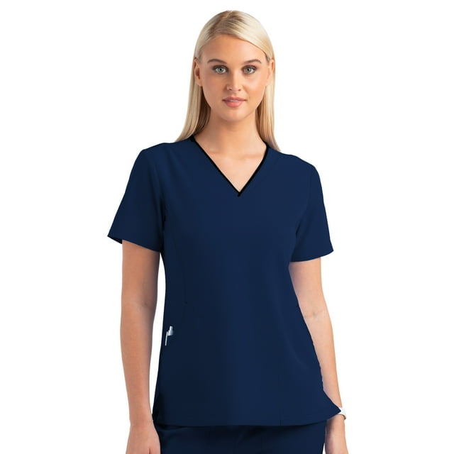 Meavn Matrix Impulse Women's Contrast Curved V-Neck Scrub Top (Free Shipping)