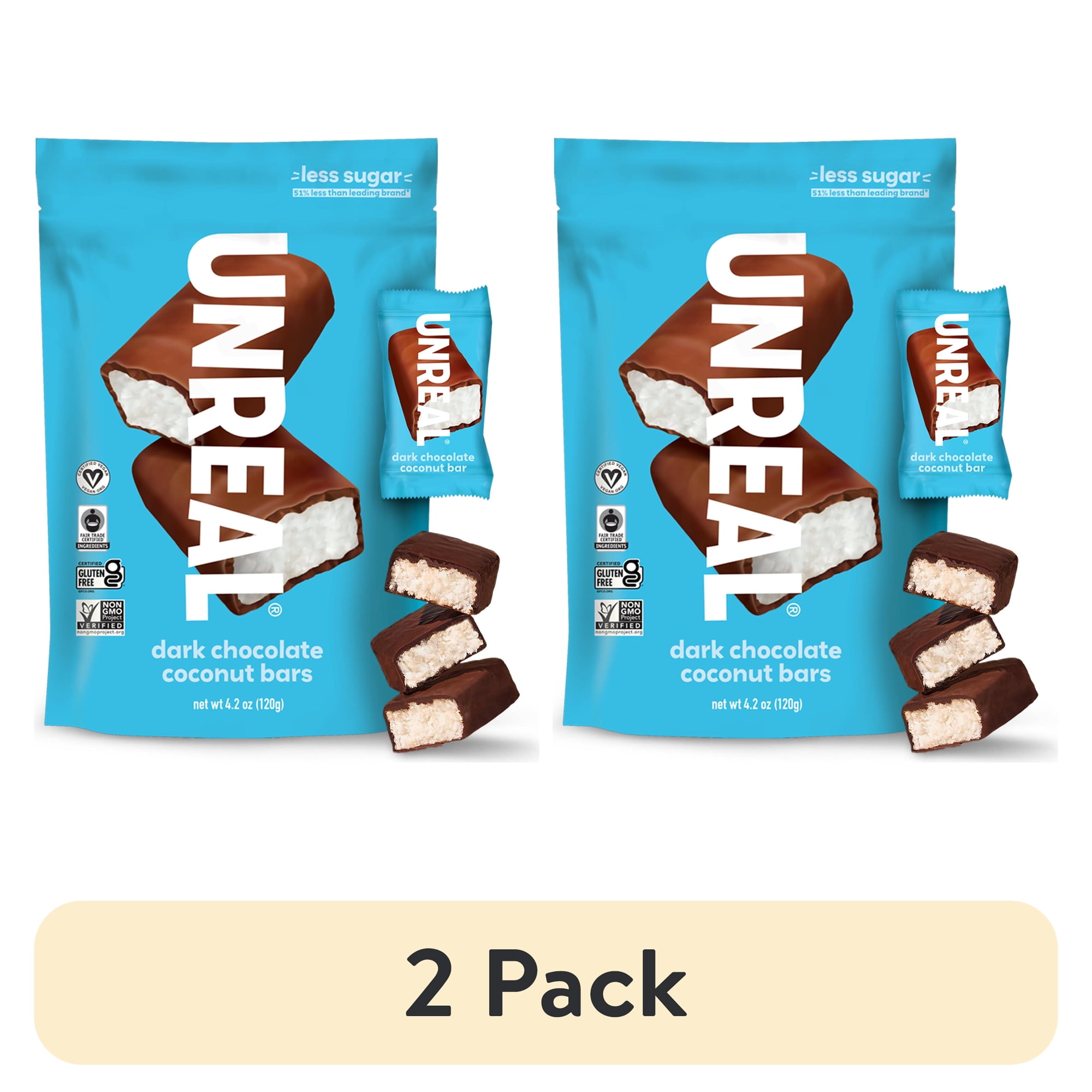 (2 pack) Unreal Dark Chocolate Coconut Bars 4.2 oz Gluten-Free