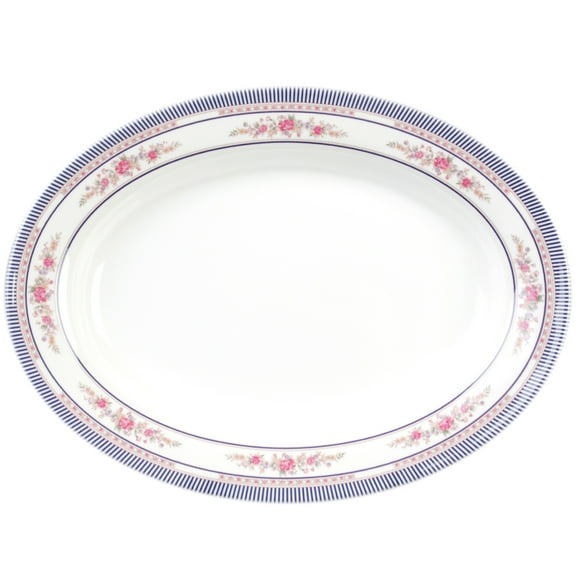Excellante Rose Melamine Dinnerware Collection 16 oz., 12" x 9" Deep Platter, Comes in Dozen