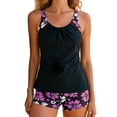 thumbnail image 6 of KPOPLK Women's Tankini Swimsuits with Skirt Two Piece Tummy Control Bathing Suits Printed Swimdress Swimwear Size L,Pink, 6 of 9