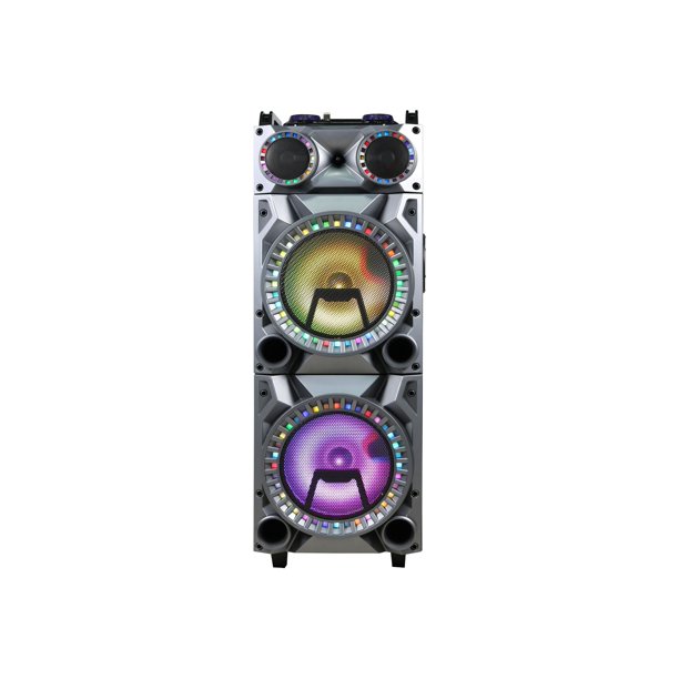 QFX PBX42207 Dual 12" Portable Bluetooth Speaker with RGB Disco Light