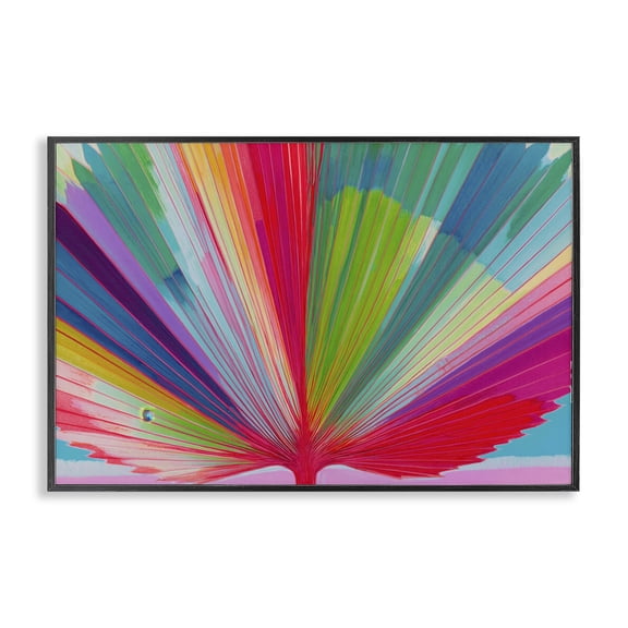 Stupell Industries Contemporary Palm Fan In Spectrum Black Framed Giclee Art, 18 x 12, by Chromatic Storm Studio