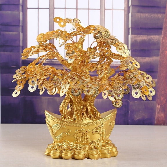Feng Shui Gold Tree Golden Money Coin Tree of Wealth and Abundance Decor
