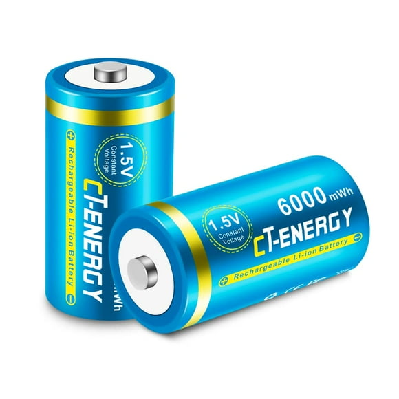 cT-ENERgY Rechargeable c Batteries 15V Lithium c Size High capacity in 1500cycle 6000mWh 25H Fast charging 2 Pack
