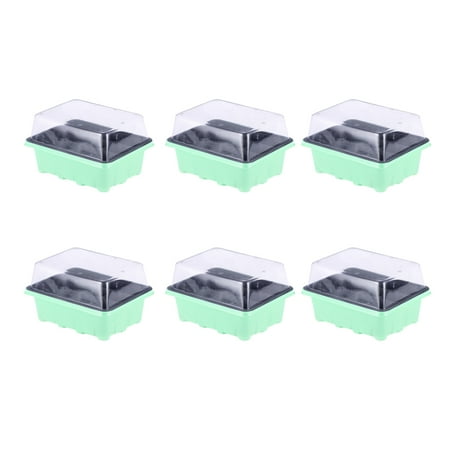 

OUNONA 6PCS 12-Cells Nursery Pots Tray Sprout Plate Seedling Tray with Transparent Lids for Gardening Bonsai (Green)