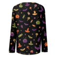 thumbnail image 7 of IYYVV Halloween Shirts for Women Long Sleeve Crewneck Casual Dressy Tops Funny Ghost Pumpkin Graphic Fall Fashion Top Green L, 7 of 7