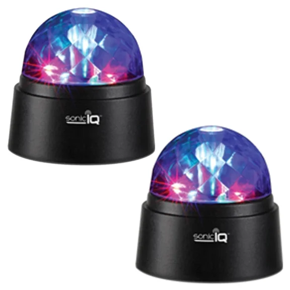 2 Portable Disco Lights Led Battery Stage Crystal Ball Strobe Disco Party Black