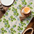 thumbnail image 3 of Green Lemons Table Runner 120 Inches, Summer Watercolor Blue Bows Fruits on Linen Bed Runner Dresser Scarves Tabletop for Indoor Outdoor Parties/Ceremony/Banquet, 13"x 120", 3 of 9