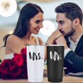 thumbnail image 6 of Mr and Mrs Tumbler Set of 2 Stainless Steel Travel Tumbler Ideas for Newlyweds Couples Wife Bride To Be Newly Engaged Bridal Shower, Insulated Travel Tumbler for Wedding Engagement(20 oz, Black&White), 6 of 6