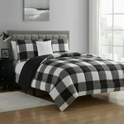 Buffalo Plaid Reversible Down Alternative Comforter Set Size Full/Queen Color:Black/White