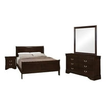 Pemberly Row 4-Piece Wood Queen Panel Bedroom Set in Cappuccino