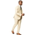 thumbnail image 6 of AZAR MAN Slim Fit 2 Button Tan Beige Micro Textured Weave Men's Suit Notch Lapel 48 Short with Vest, 6 of 8