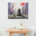 thumbnail image 2 of COMIO Bathroom Decor Canvas Wall Art Funny Bathroom Sign Wall Decor Zen Lotus Flower Stone Sand Spa Painting for Bathroom Yoga Room Purple Bathroom Artwork Framed 20x16 inch, 2 of 4