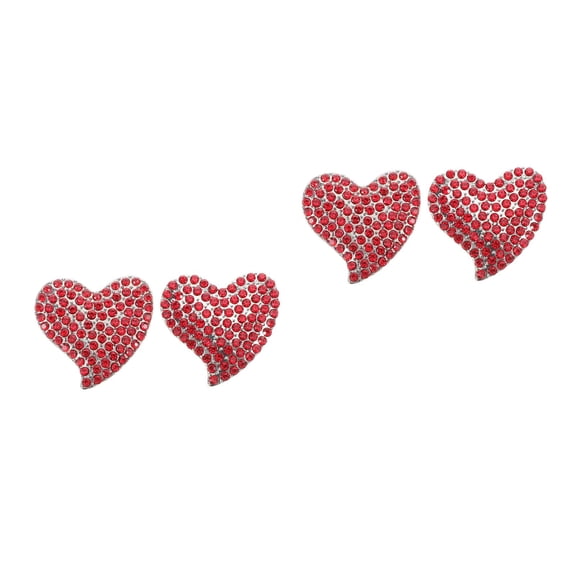 Masteelf 4 pcs  Red Heart Brooch Pins Alloy Metal Clothes Pins Valentines Day Rhinestones Lapel Pins Sparkling Love Collar Pins Badge Pins Bridegroom Clothes Jewelry Accessories Decorations
