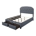 thumbnail image 4 of Home Design Carolina Queen Panel Bed Frame with Button-Tufted Headboard and Storage Drawers, Gray, Easy assembly, 4 of 6