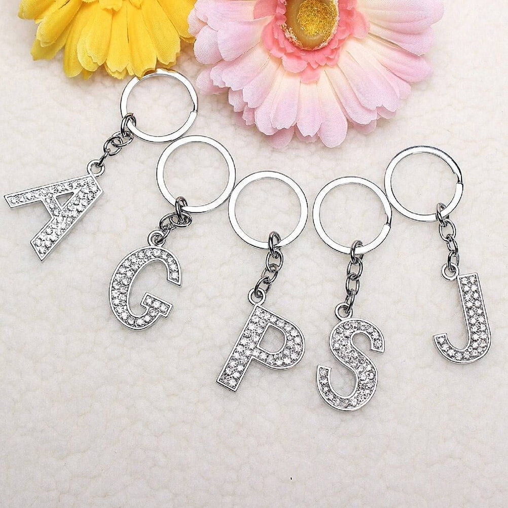 Simple Stylish Letter Key Chain Metal Rhinestones Key Ring